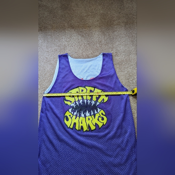 Street Sharks Reversible Basketball Jersey Purple/Yellow , White/Red Number 76 - Picture 5 of 8